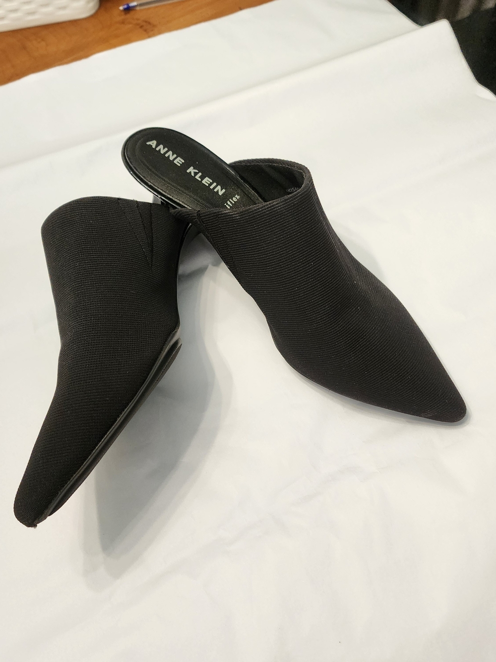 Anne Klein Black Pointed Toe Mule Heels